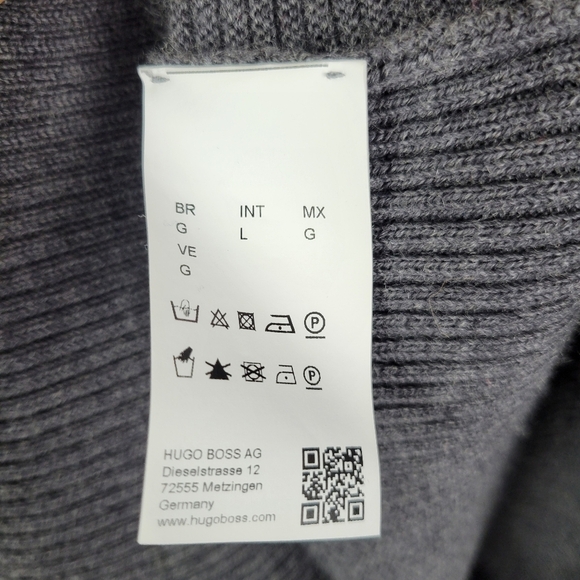 HUGO Hugo Boss Gray Extra Fine Merino Crewneck Sweater Size L - Picture 5 of 11